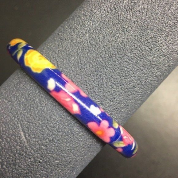Flower Bangle Bracelet Blue Pink Yellow Orange Green Soft Girl Barbie Retro - Picture 1 of 5